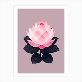 A Pink Lotus In Minimalist Style Vertical Composition 48 Art Print