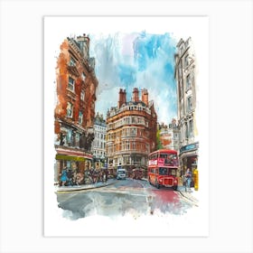 Westminster London Borough   Street Watercolour 1 Art Print