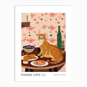 Foodie Cats Co Cat With Pizza And Empanadas Art Print