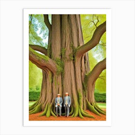 Two Men Sitting Under A Tree Art Print