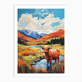 Highland Cow Paint Illustration 3 Art Print