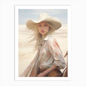 Cowgirl On Beach 1 Art Print