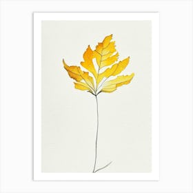 Marigold Leaf Minimalist Watercolour 2 Art Print