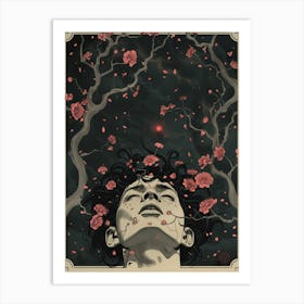 Girl In A Cherry Blossom Art Print