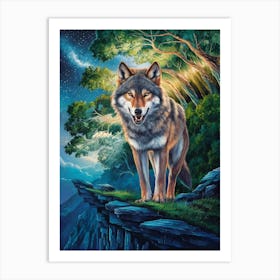 Wolf At Night 1 Art Print