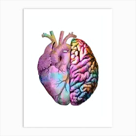 Heart And Brain Black And White 1 Art Print