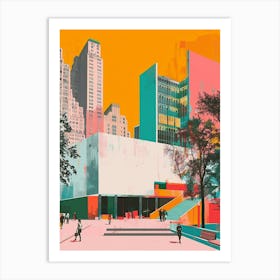 The Museum Of Modern Art New York Colourful Silkscreen Illustration 1 Art Print