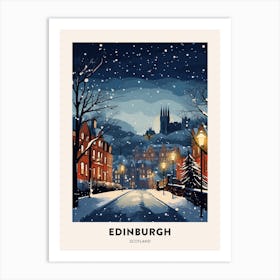 Winter Night  Travel Poster Edinburgh Scotland 7 Art Print