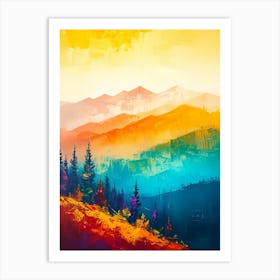 Abstract Mountain Landscape Painting Art Print