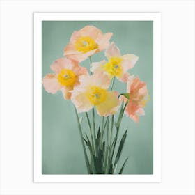 Bunch Of Daffodils Flowers Acrylic Painting In Pastel Colours 12 Art Print