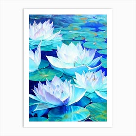 Water Lilies Waterscape Marble Acrylic Painting 2 Art Print