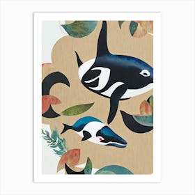 Orca (Killer Whale) Vintage Graphic Watercolour Art Print