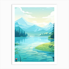 Calm Lake Cool Aquamarine - Landscape Art Print