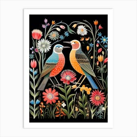 Folk Bird Illustration Dunlin 3 Art Print