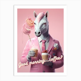 Unicorn coffee morning 2 Art Print