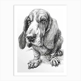 Basset Hound Line Sketch 3 Art Print