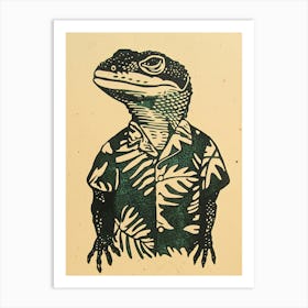Lizard In A Floral Shirt Block 4 Art Print