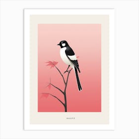 Minimalist Magpie 4 Bird Poster Art Print