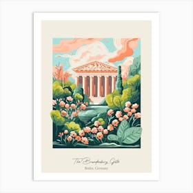 The Brandenburg Gate   Berlin, Germany   Cute Botanical Illustration Travel 1 Poster Art Print