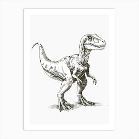 Sinornithosaurus Dinosaur Black Shading 1 Art Print
