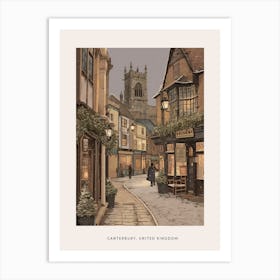 Vintage Winter Poster Canterbury United Kingdom 2 Art Print