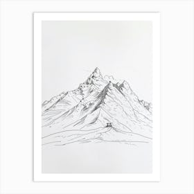 Mount Rainier Usa Line Drawing 2 Art Print