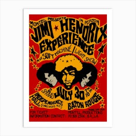 Jimi Hendrix Tour Poster Art Print