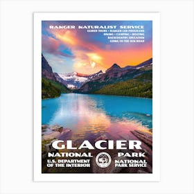 Vintage WPA-style Glacier National Park Poster Art Print