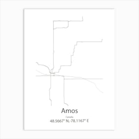 Amos,Canada Minimalist Map Art Print