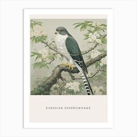 Ohara Koson Inspired Bird Painting Eurasian Sparrowhawk 1 Poster Art Print