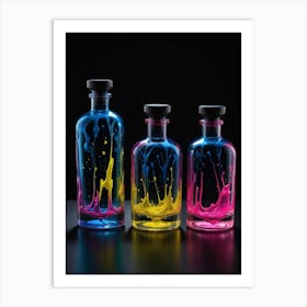 Three Colorful Bottles 1 Art Print