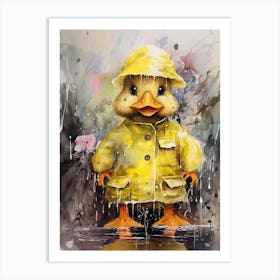Paint Splash Duckling In A Raincoat 3 Art Print