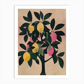 Lemon Tree Colourful Illustration 3 Art Print