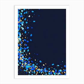 Blue And Gold Confetti Background Art Print