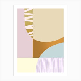 Abstract Geometric Shapes Lilac Beige Blue Art Print