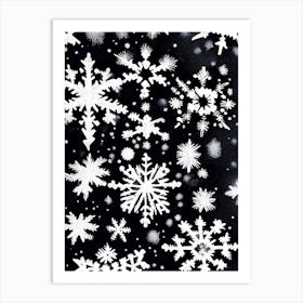 Pattern, Snowflakes, Black & White 3 Art Print