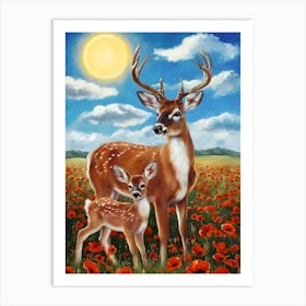 Deer In The Field Art Print