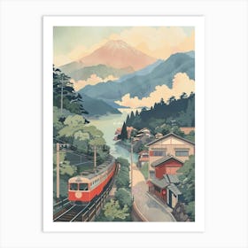 Hakone Japan 2 Retro Illustration Art Print