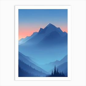 Misty Mountains Vertical Composition In Blue Tone 189 Art Print