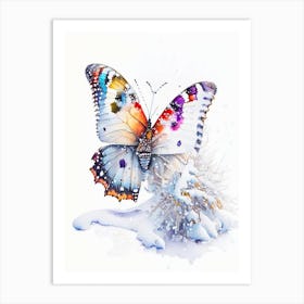 Butterfly In Snow Decoupage 1 Art Print