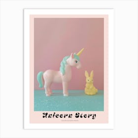 Pastel Toy Unicorn & Toy Bunny 1 Poster Art Print