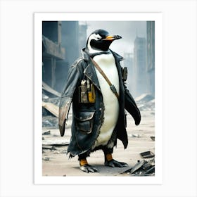 Penguin In A Leather Jacket Art Print