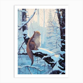 Winter Mink 1 Illustration Art Print