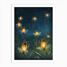 Bees At Night 1 Art Print