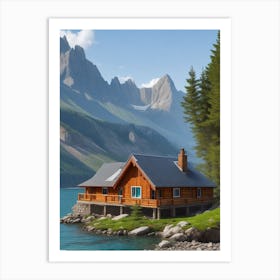 Beautiful House on the Lakeside 3 Art Print