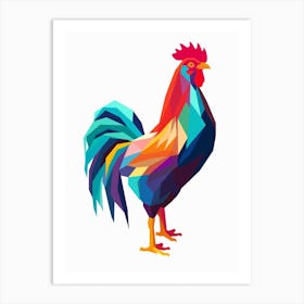 Colourful Geometric Bird Rooster 1 Art Print