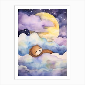 Baby Otter Sleeping In The Clouds Art Print
