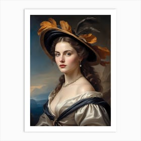 Elegant Classic Woman Portrait Painting (5) Art Print