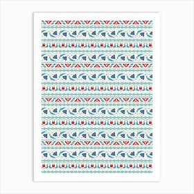 Red White And Blue — Iznik Turkish pattern, floral decor Art Print