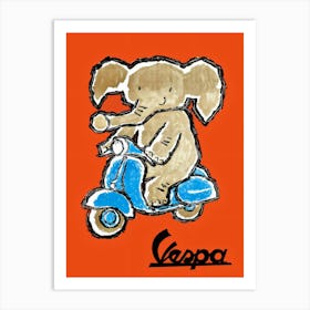 Vintage Vespa Elephant Art Print